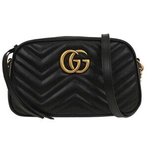 Gucci Black GG Marmont Small Camera Bag